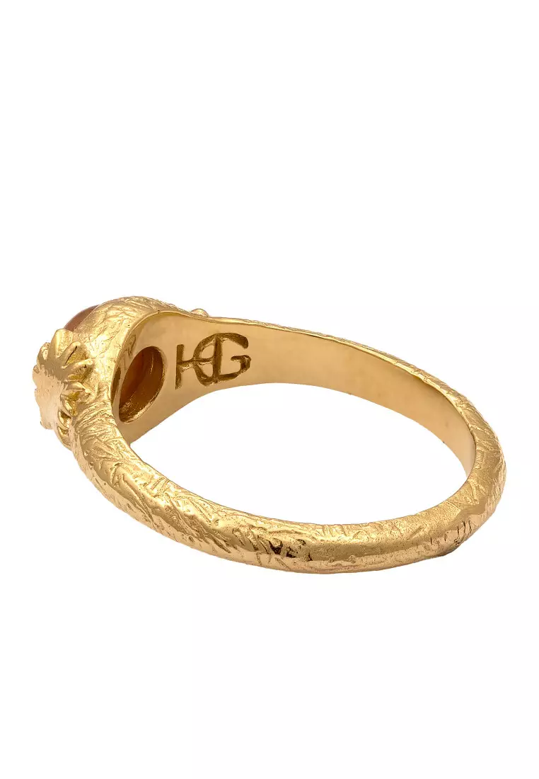 EXCLUSIVE Cincin Perhiasan Perak 925 Wanita Sun Stone Gold Plated