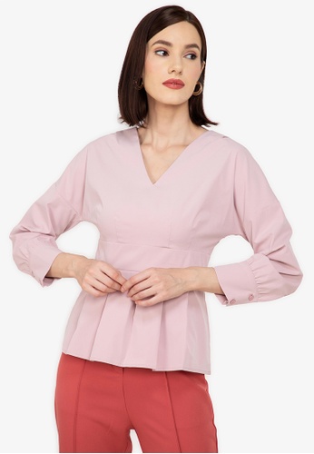 ZALORA WORK pink Fitted Waist Shirt CF873AA46B8FFDGS_1