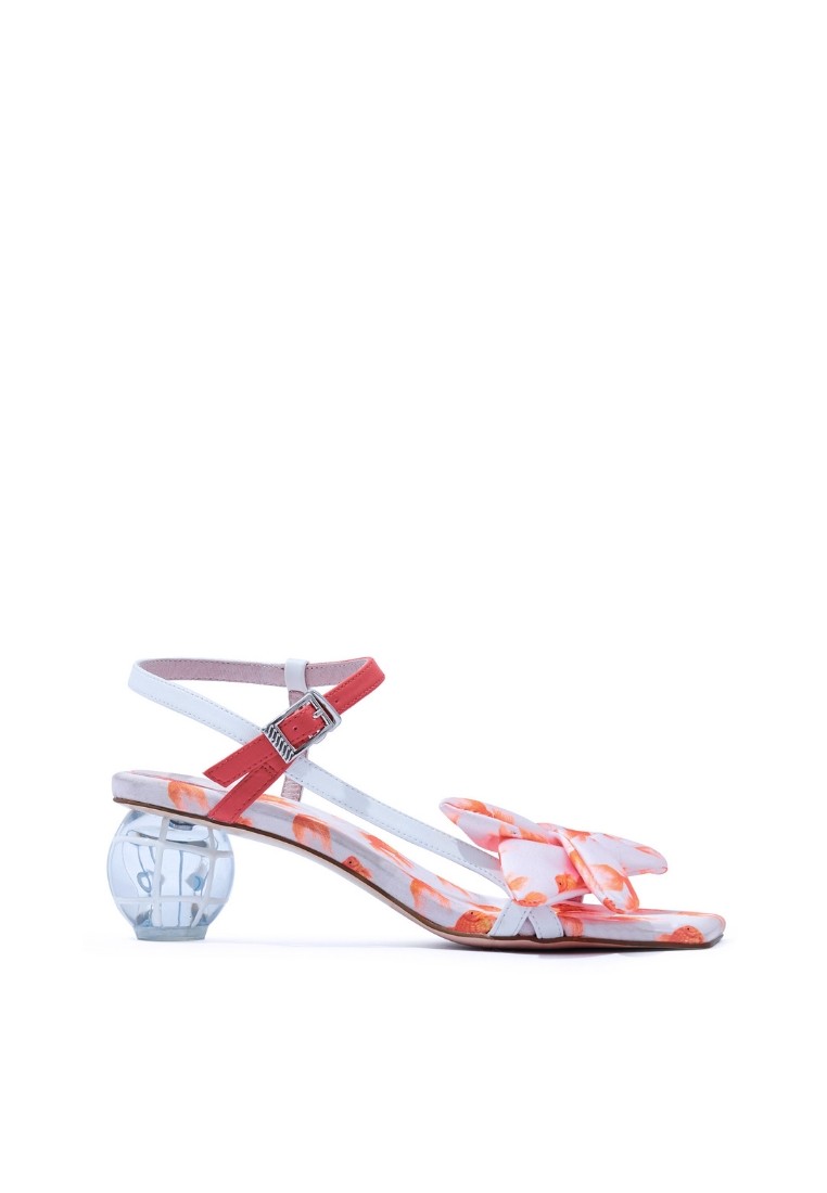 Ladies Satin Goldfish Bow Ankle Strap Sandal 5617 Red