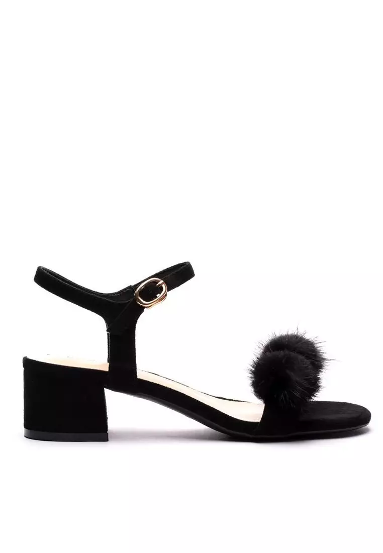 Discount on Twenty Eight Shoes  shoes - SKU: Fur Ball Ankle Strap Sandals 320-30