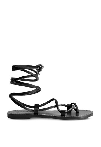 Mango black Leather Strap Sandals 4C24CSH1876BB1GS_1