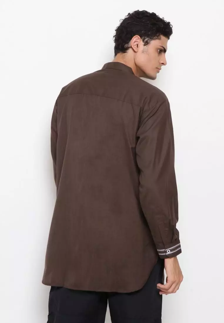 Zayidan Baju Koko Gamis Muslim Pria Wahab - Coklat