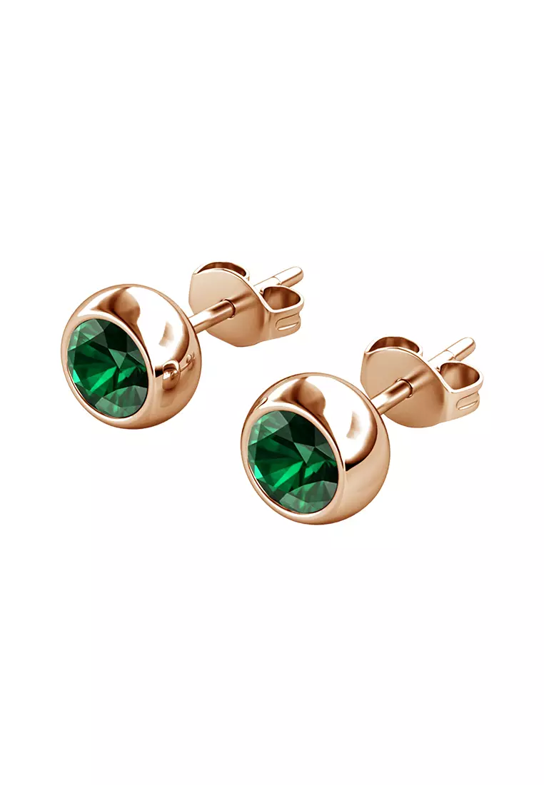 Birth Stone Moon Earring May Emerald RG - Anting Crystal Swarovski by Her Jewellery