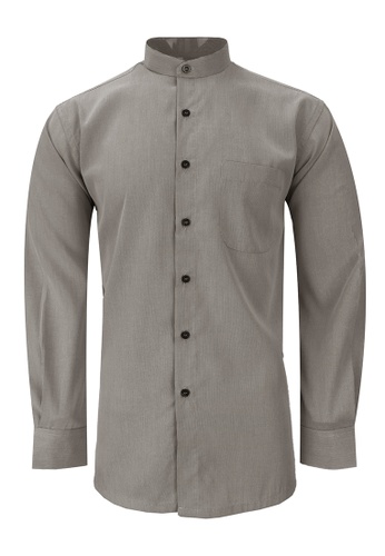 Pacolino brown Pacolino - (Regular) Mandarin Collar Striped Formal Casual Long Sleeve Men Shirt 7A3ECAA8208A87GS_1