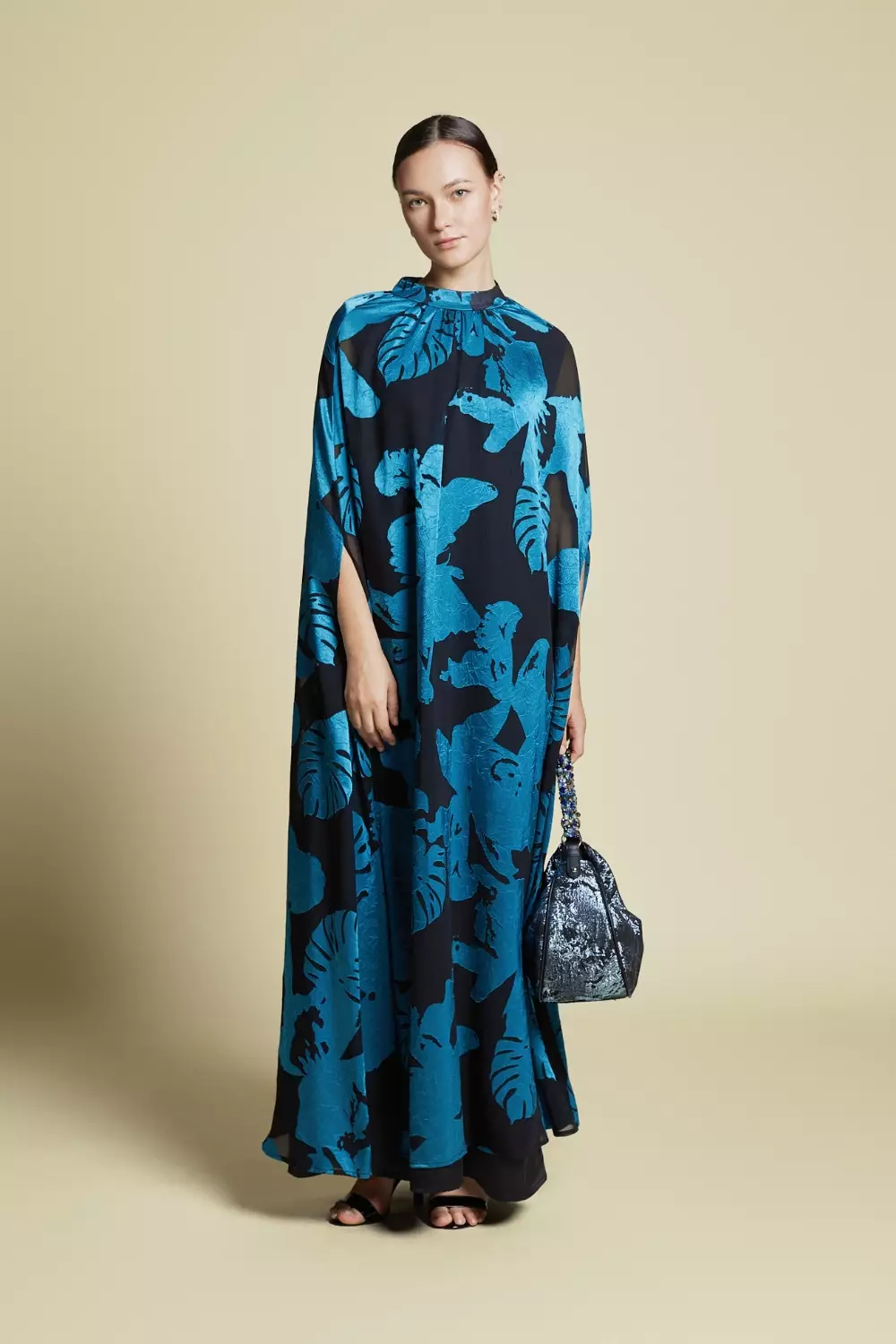 DEMURE&CO - Abstract Filcoupè Foliage Kaftan Dress Abstract Blue