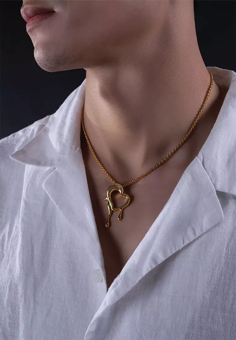 Drip Bleeding Heart 18K Gold Plated Pendant