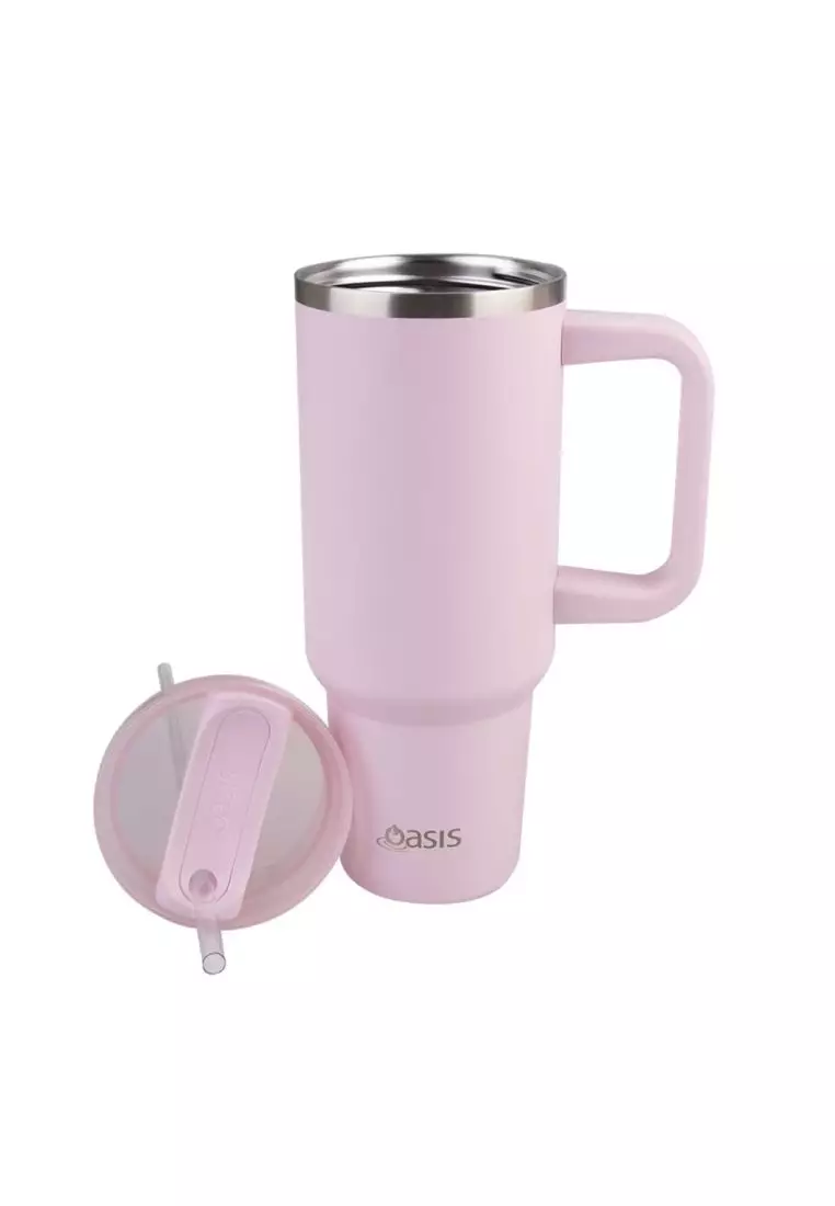 Oasis Stainless Steel Insulated Commuter Travel Tumbler 1.2L - Pink Lemonade