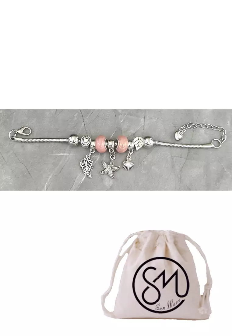 Accessories Wanita Star fish Pomora Charm Bracelet Gelang Wanita Pink, Silver