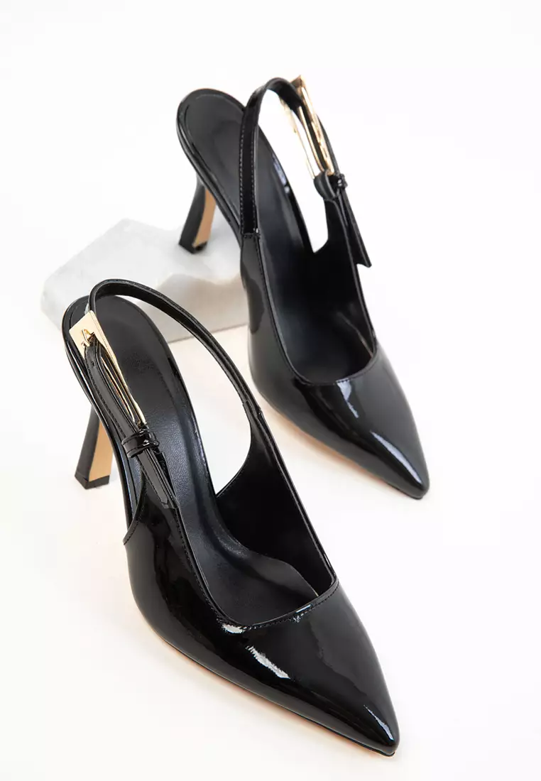 Black Patent Leather Women's Classic Heeled Shoes 20801