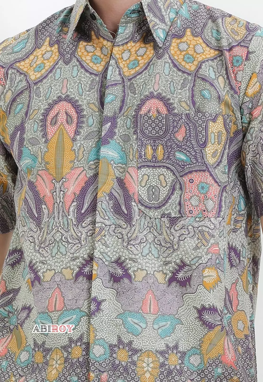 Cempraka Ungu Kemeja Batik Pria Premium Slimfit Lengan Pendek NLN