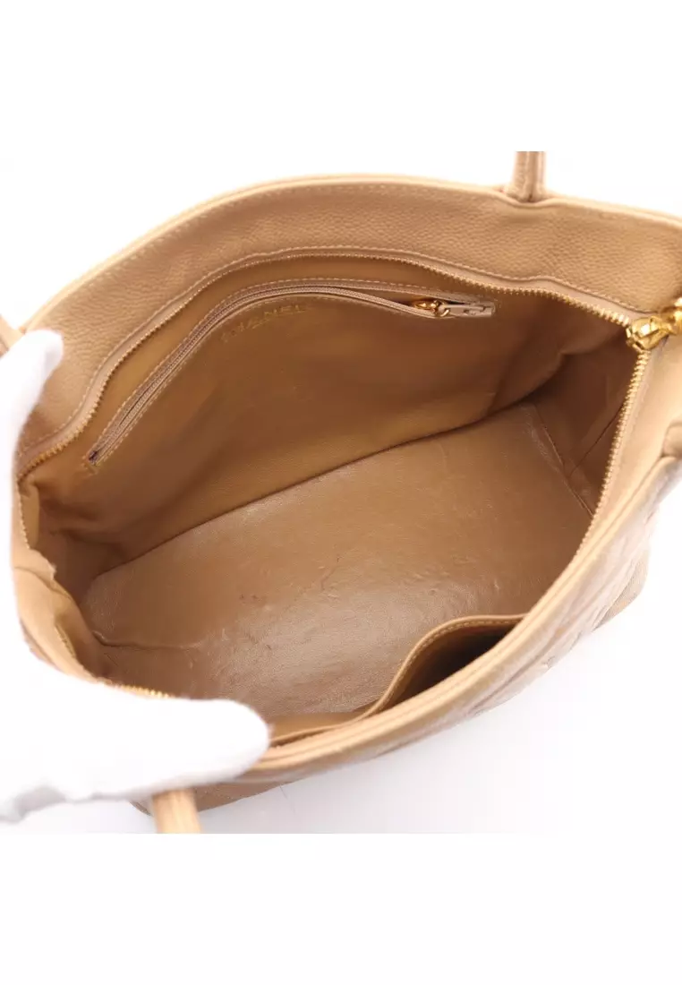 Pre-loved CHANEL reissue tote Handbag tote bag Caviar skin beige gold hardware