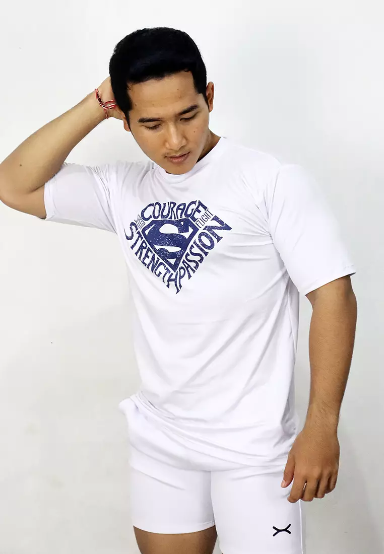 Flexzone Sports Tee Superman Strength Shirt DC Comics White