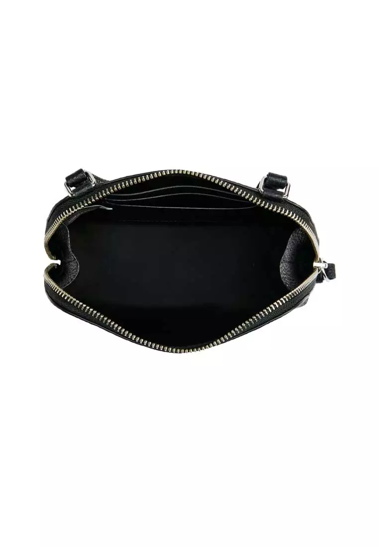 Bold Grind Leather Small Crossbody Pouch Black 4F4SMN001S01
