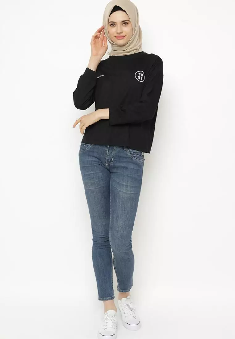 LTC50 lv evo dakika hitam kaos hijab ladies
