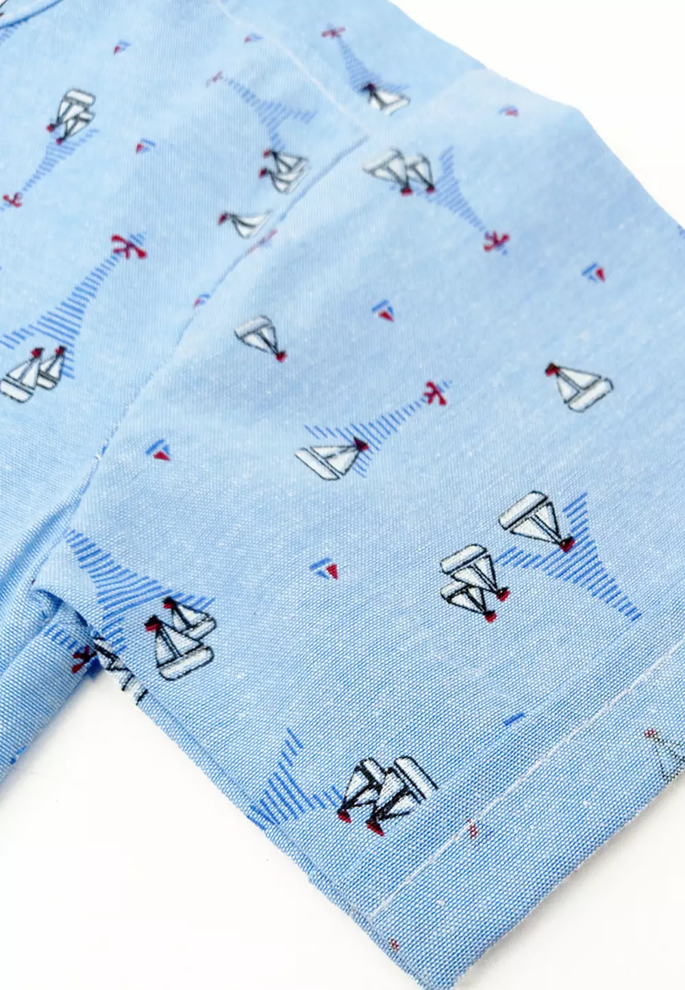 Wakakids Kemeja Anak Laki Laki Usia 1 Tahun Hingga 8 Tahun Atasan Baju Kerah Shanghai Mandarin Collar Motif Eiffel Tower Full Printing 4231 Vensk Biru