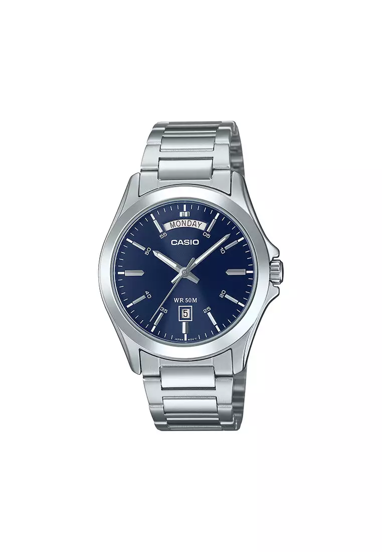 MTP-1370D-2A2 Men Analog Watch with Silver Stainless Steel Band