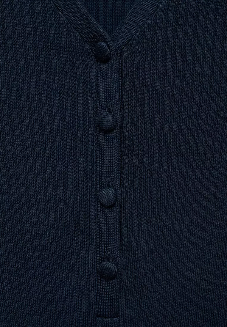 V-Neck Ribbed Knit Sweater