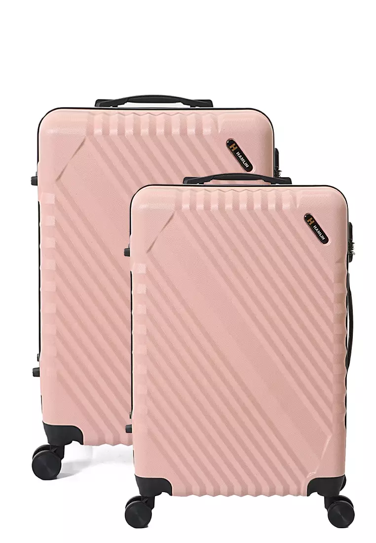 Isvara Tas Koper One Set Unisex Large Compartment Suitcase Number Code Locking Material Fiber ABS ORIGINAL - Pink Tua