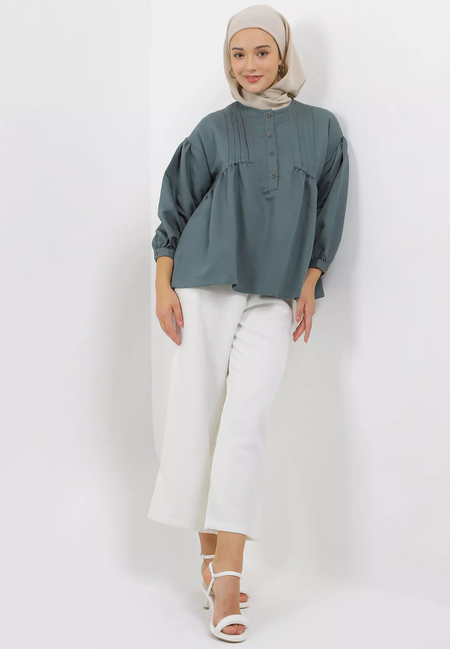 MFMW Fanya Atasan Blouse Hijau Botol