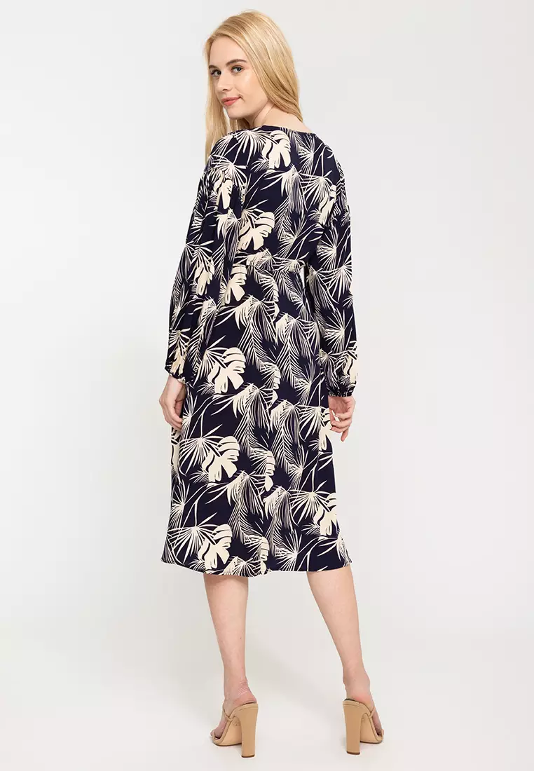 Charina V-Neck Drawstring Midi Dress