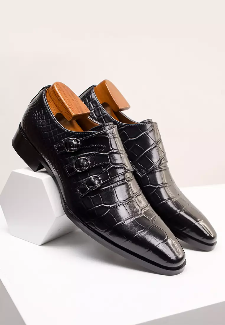 Alligator Pattern Leather Monk Strap Shoes MK5009-6
