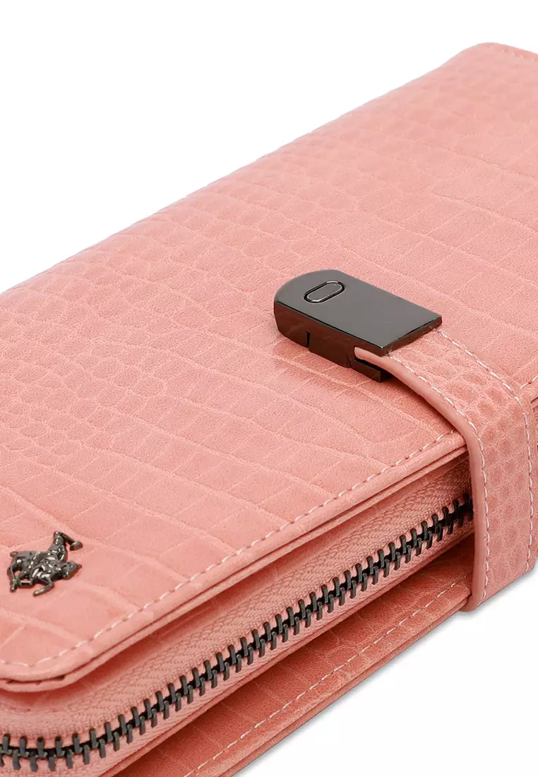 Women's Long Croc Purse / Wallet - Pink