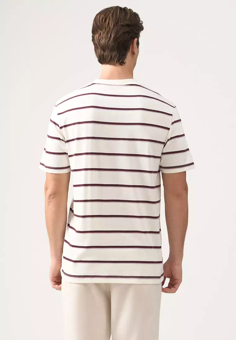 Regular Fit Striped T-Shirt In Brushed Heavy Jersey