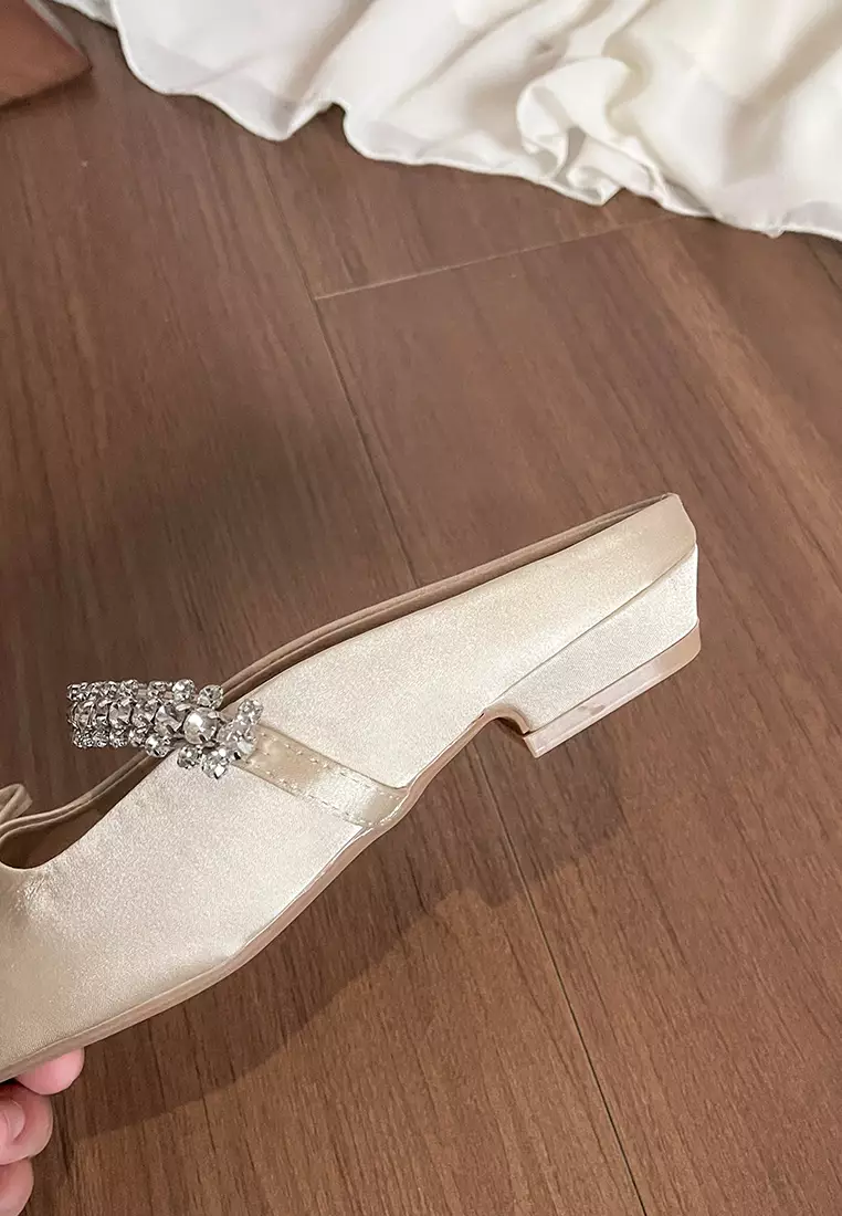 Bowknot Rhinestone Strap Satin Mules WW6579-5