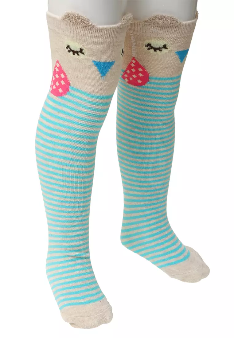Candie Kaos Kaki Panjang Anak Perempuan Motif Owl Kids Long Socks Material Cotton ORIGINAL - Tosca