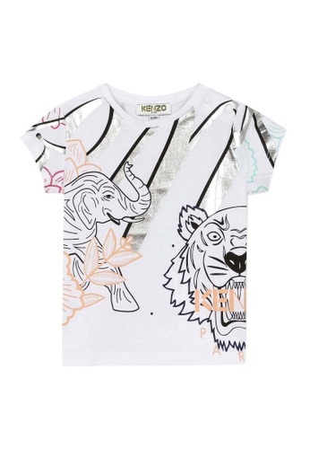 KENZO KIDS black and white and pink and multi and silver KENZO BABY GIRLS T-SHIRT 4121AKACB7084BGS_1