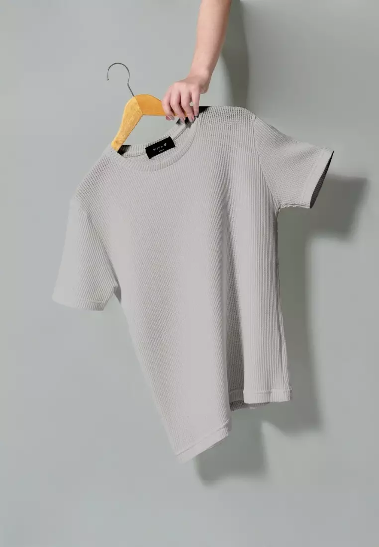 Kale Waffle Grey / Kaos Polos Tekstur Lengan Pendek Pria / Unisex