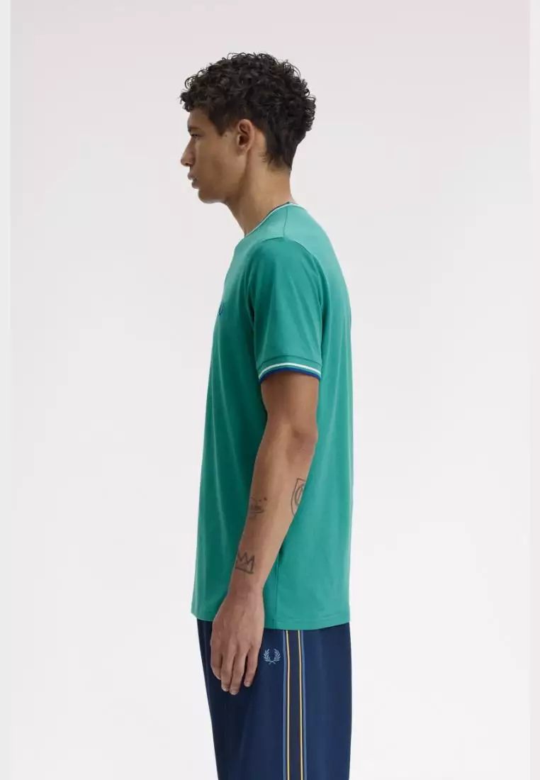 Fred Perry M1588 Twin Tipped T-Shirt (Deep Mint / Snow White / Soho Eclipse)