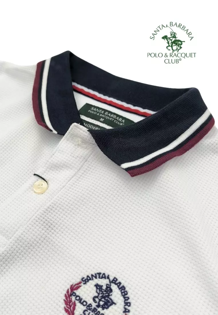 Knits Pique Plain White Polo Shirt for Men with Embroidered Logo