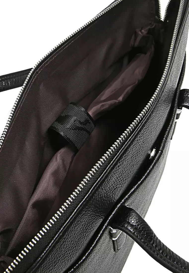 Zevin Tas Selempang Kerja Pria Durabble Zipper Sling Bag Material Kulit Leather ORIGINAL - Black