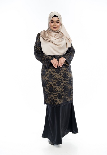 Buy Nayli Plus Size Kurung Modern Black Lace from Nayli in Black and Green and Multi only 399