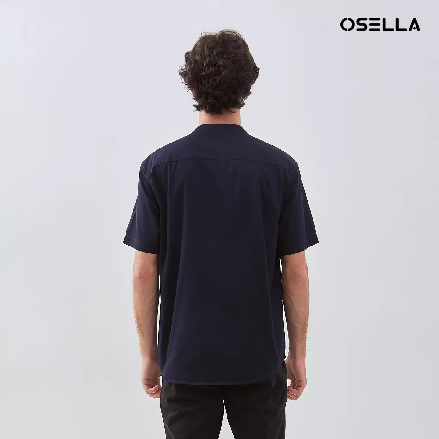 [NEW] OSELLA SOLID REGULAR FIT SHANGHAI COLLARED SHIRT IN NAVY 2032520542 | Kemeja Shanghai Pria Navy Formal