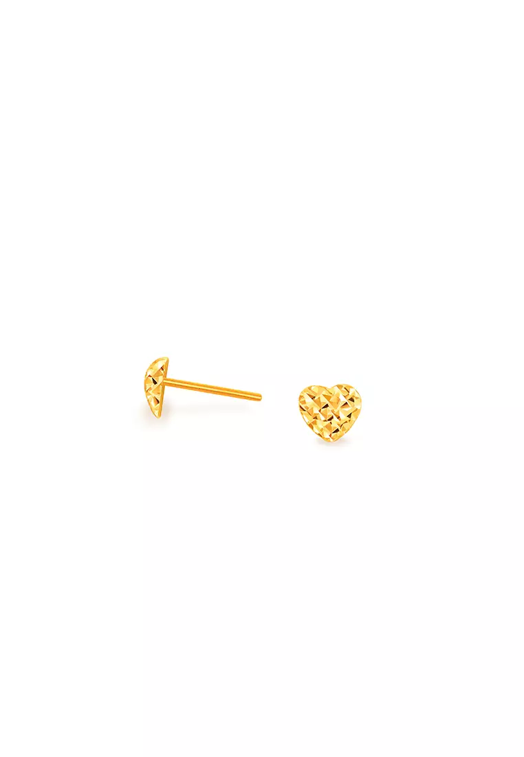 916/22K Gold Half Love Earrings S100 (S Size)