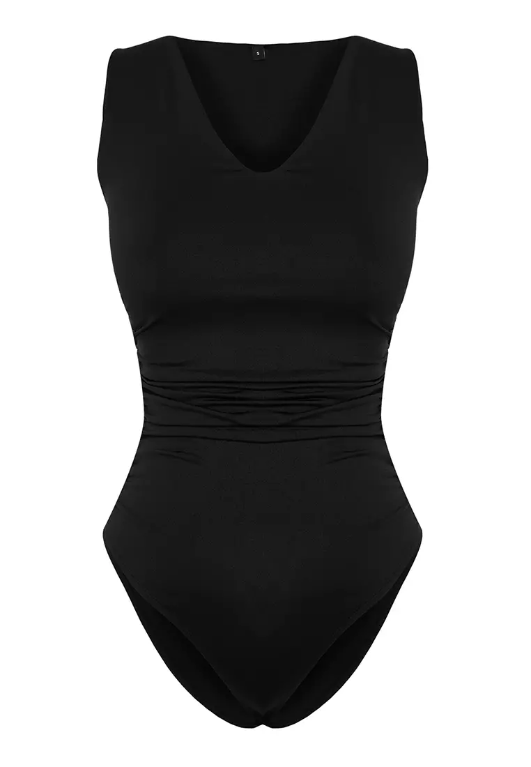 Buy Trendyol V Neck Ruched Bodysuit 2024 Online Zalora Philippines