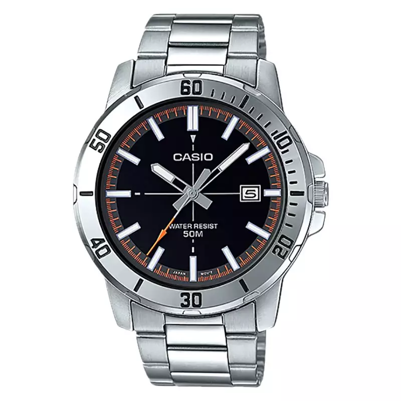 Jam Tangan Pria Casio General MTP-VD01D-1E2VUDF Enticer Men Black Dial Stainless Steel Band