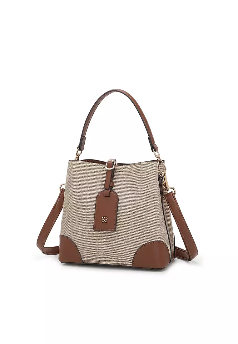 Women's Top Handle Bag / Sling Bag / Crossbody Bag / Shoulder Bag (Tas Tangan Wanita / Tas Selempang Wanita / Tas Bahu Wanita) - Krem