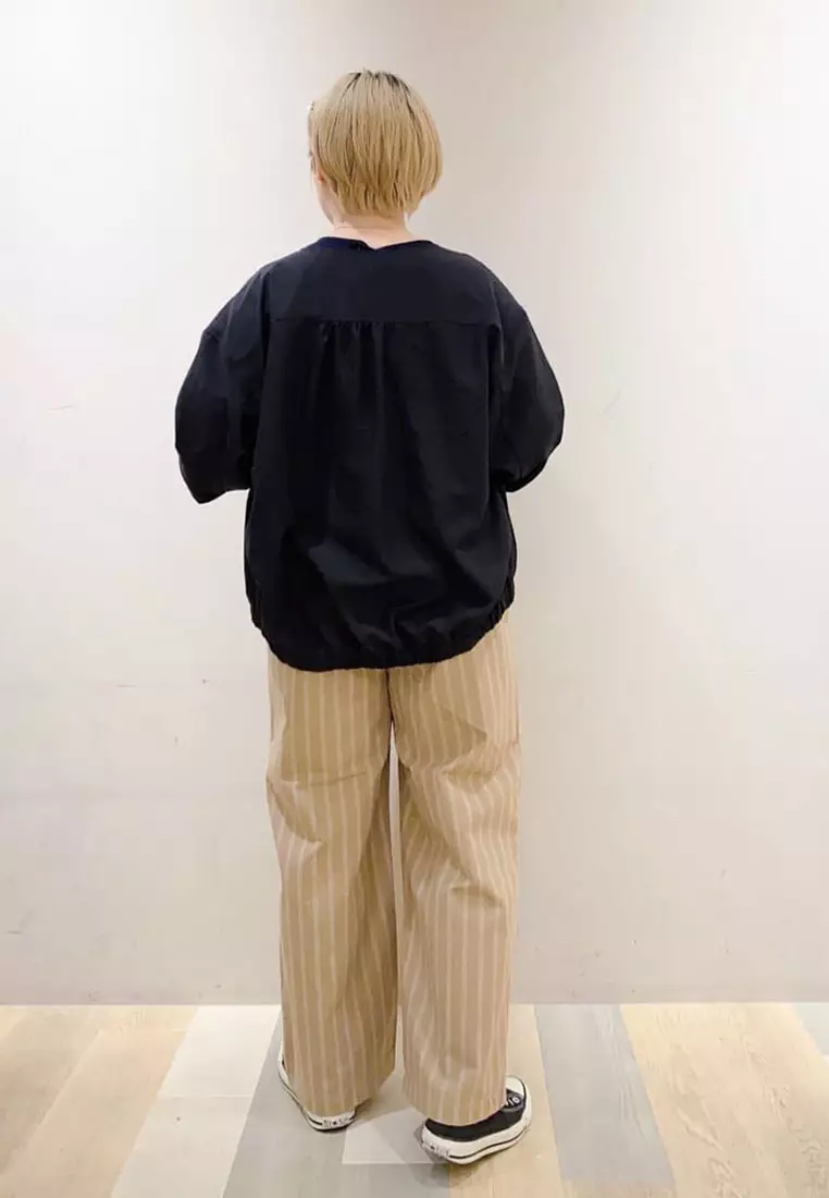 Green Parks - Tsuji Cotton Linen Blend Tuck Pants Stripe