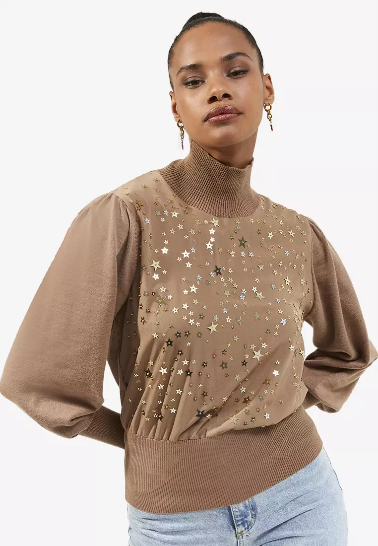 French Connection Pf Macey Star Embroidery Jumper
