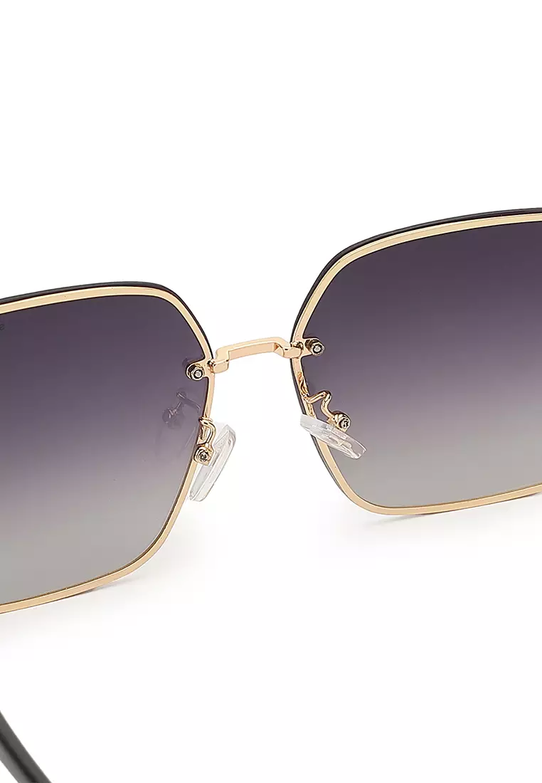 Unisex Polarized Oversized Sunglasses (Kacamata Hitam) - Emas / Abu-Abu