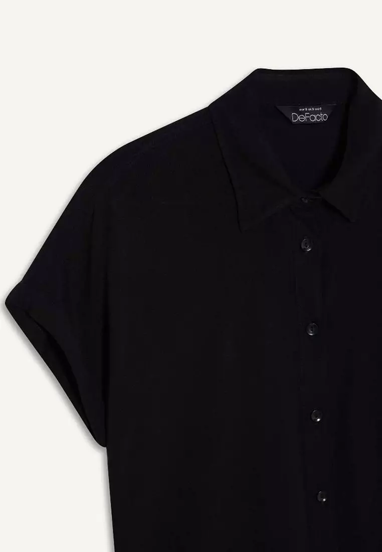 Regular Fit Basic Plain Viscose Short Sleeve Shirt N7819Az25Sp