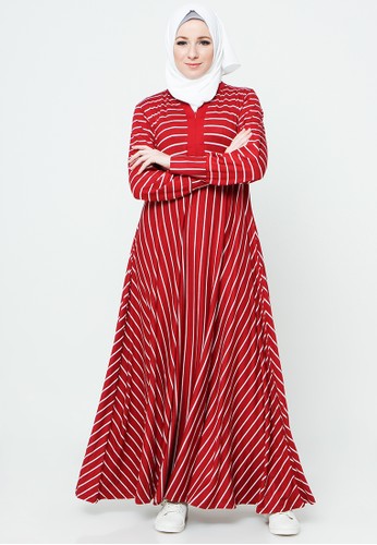 Asyifa Stripes Krezia Dress by JV Hasanah (Merah)