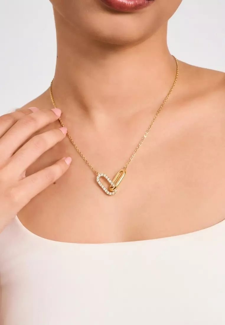 Adessa Interlocking with 5A Grade Cubic Zirconia Necklace in Gold