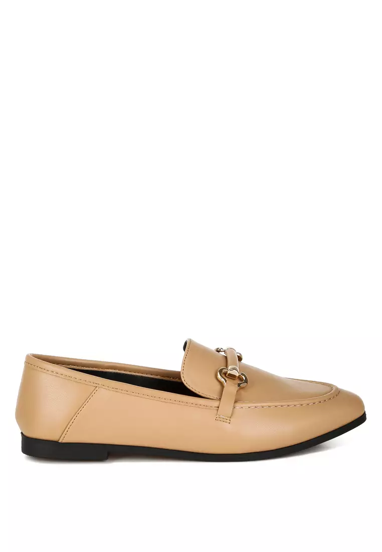 Horsebit Embellished Loafers in Tan