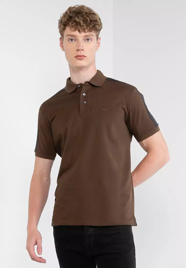 Striped Shoulder Polo Shirt
