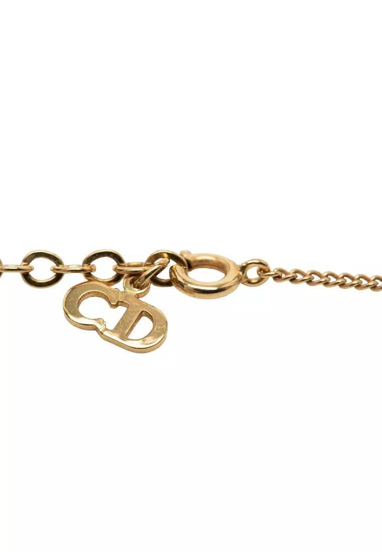 Pre-Loved Dior Gold Plated Cd Logo Pendant Necklace