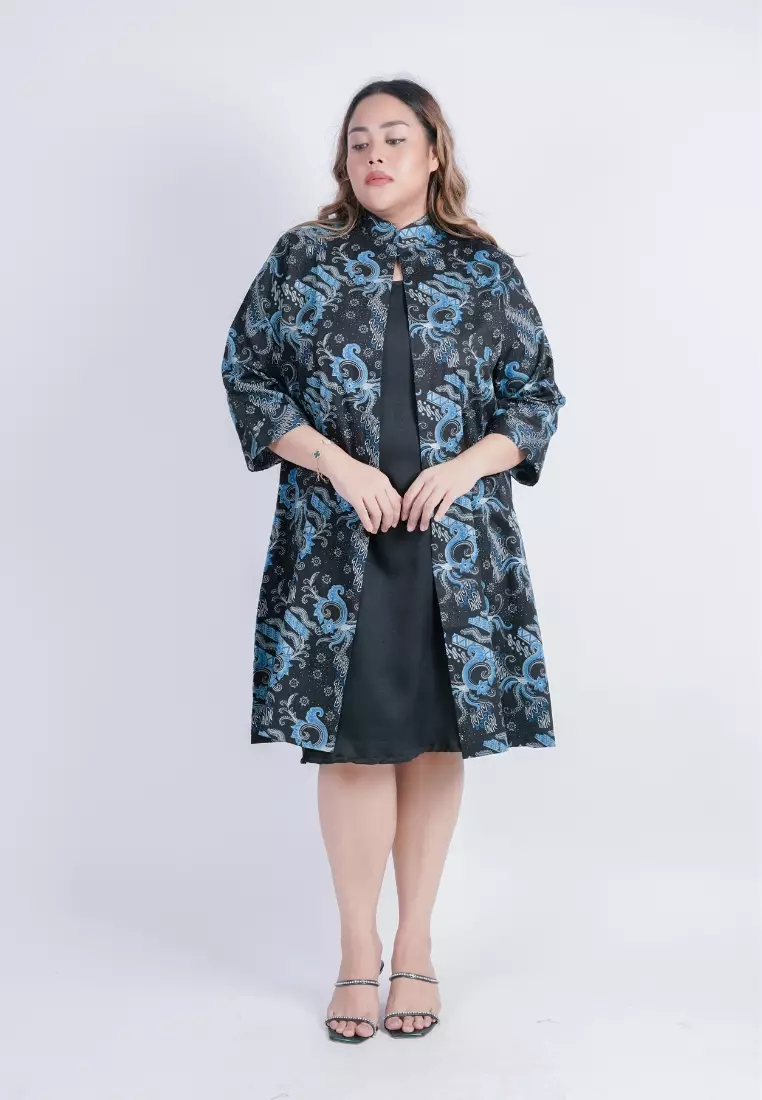 plus size noia batik dress blue